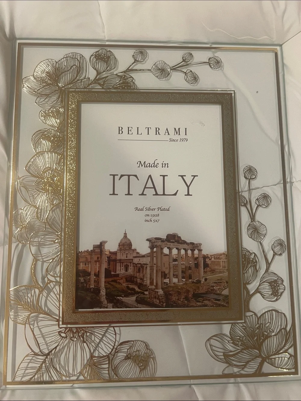 Beltrami Gold tone silver plated Picture Frame - Made in Italy New OPEN BOX-5x7